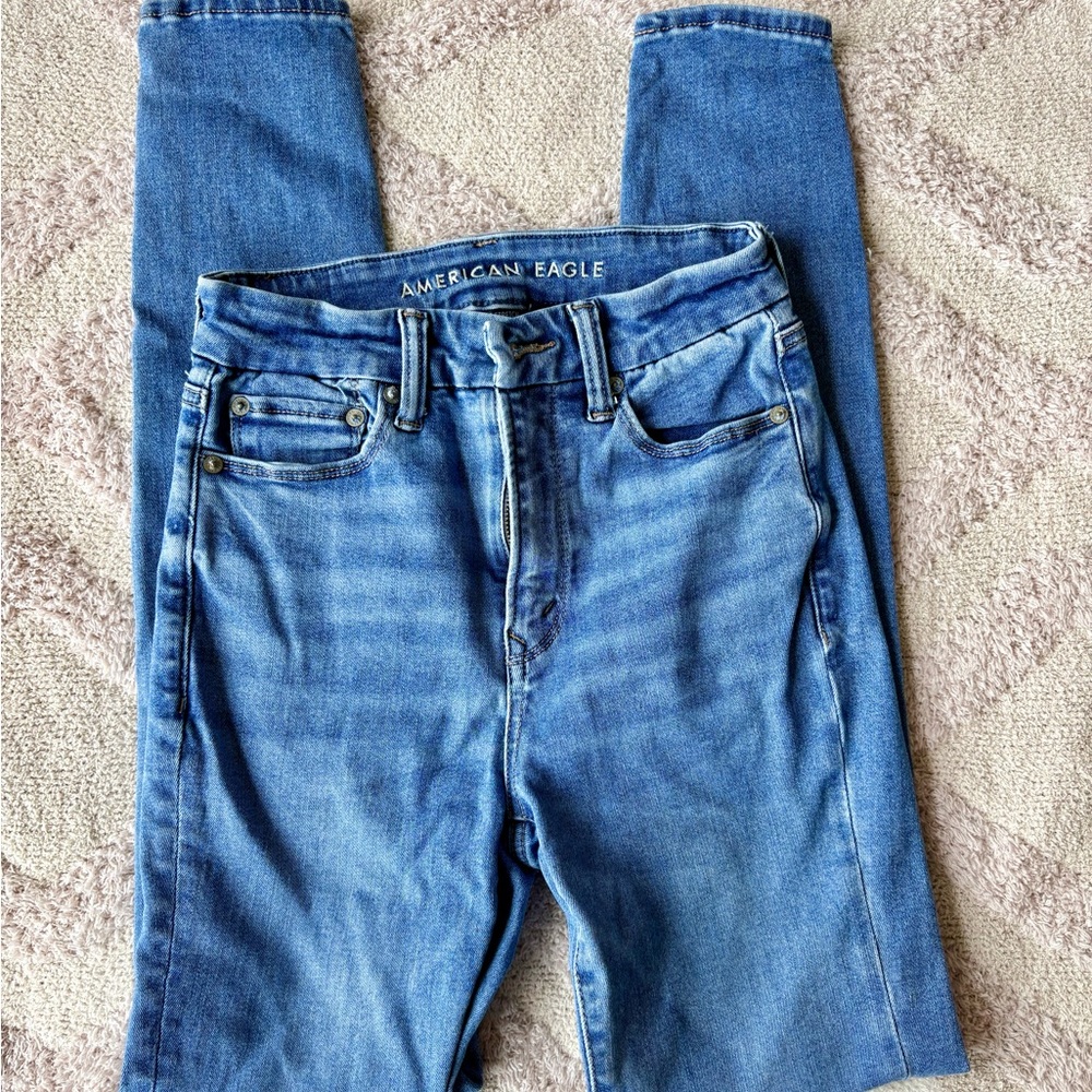 American Eagle Outfitters Women's Medium Blue High-Rise Skinny Jeans